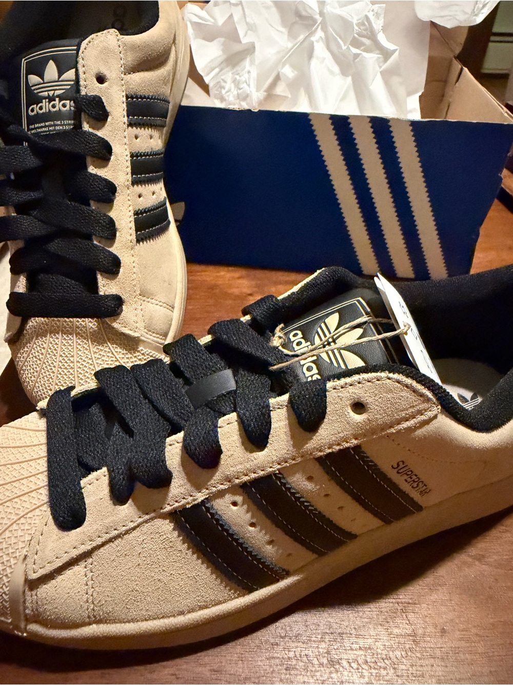 adidas Women’s Superstar Suede Sneakers - Beige/Black
